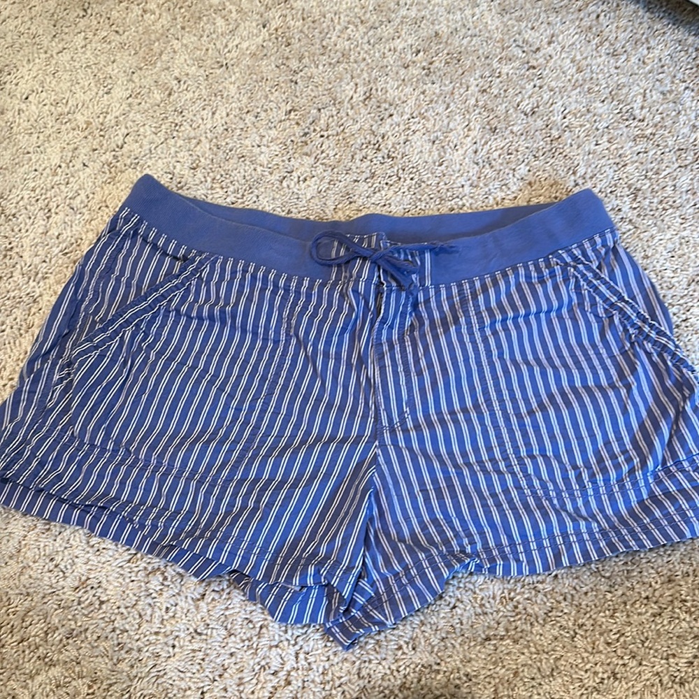 Blue and white striped shorts